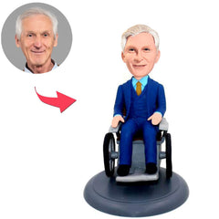Geschäftsmann im Rollstuhl Kundenspezifische Bobbleheads addieren Text