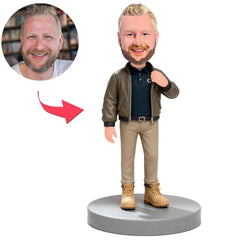 Cooler Mann in Jacke Benutzerdefinierte Bobbleheads