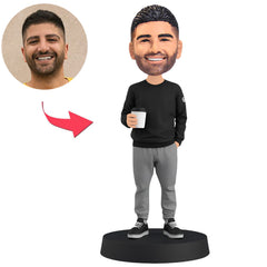 Cooler Mann hält Kaffee Benutzerdefinierte Bobbleheads