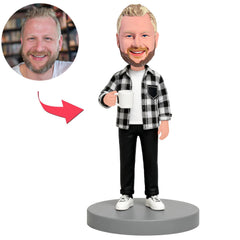 Mann in schwarz-weiß karierter Jacke Benutzerdefinierte Bobbleheads