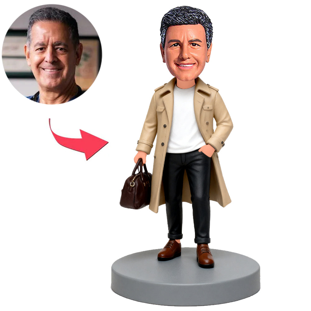 Mann im beigen Trenchcoat Benutzerdefinierte Bobbleheads