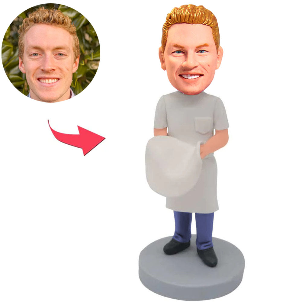 Koch hält Teig Kundenspezifische Bobbleheads addieren Text