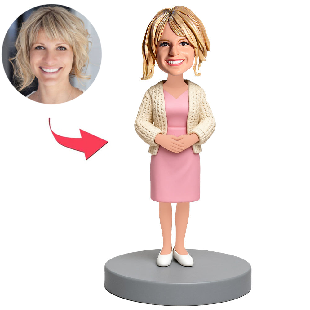 Frau im rosa Kleid Benutzerdefinierte Bobbleheads