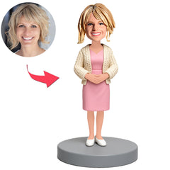 Frau im rosa Kleid Benutzerdefinierte Bobbleheads