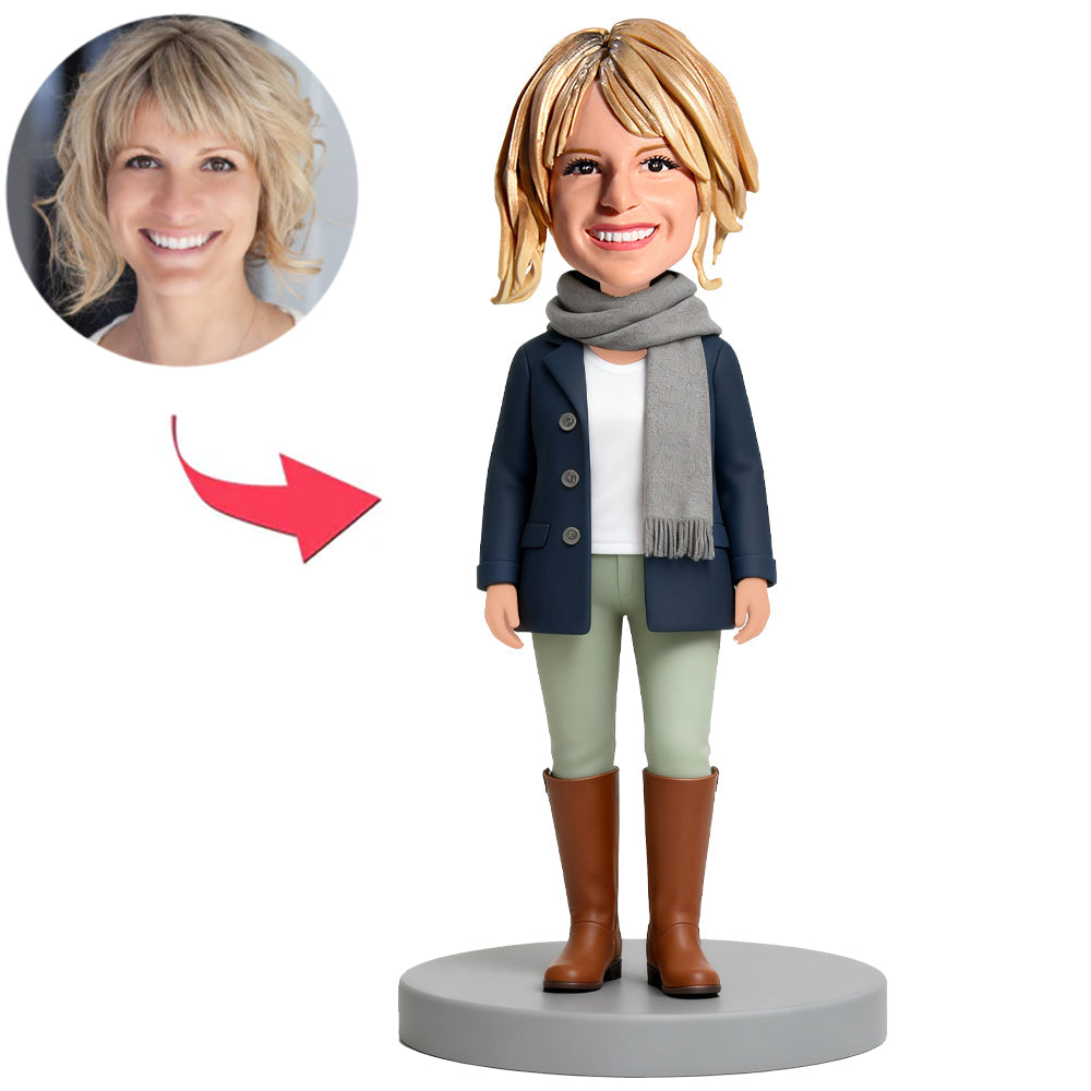 Mädchen mit grauem Schal Benutzerdefinierte Bobbleheads