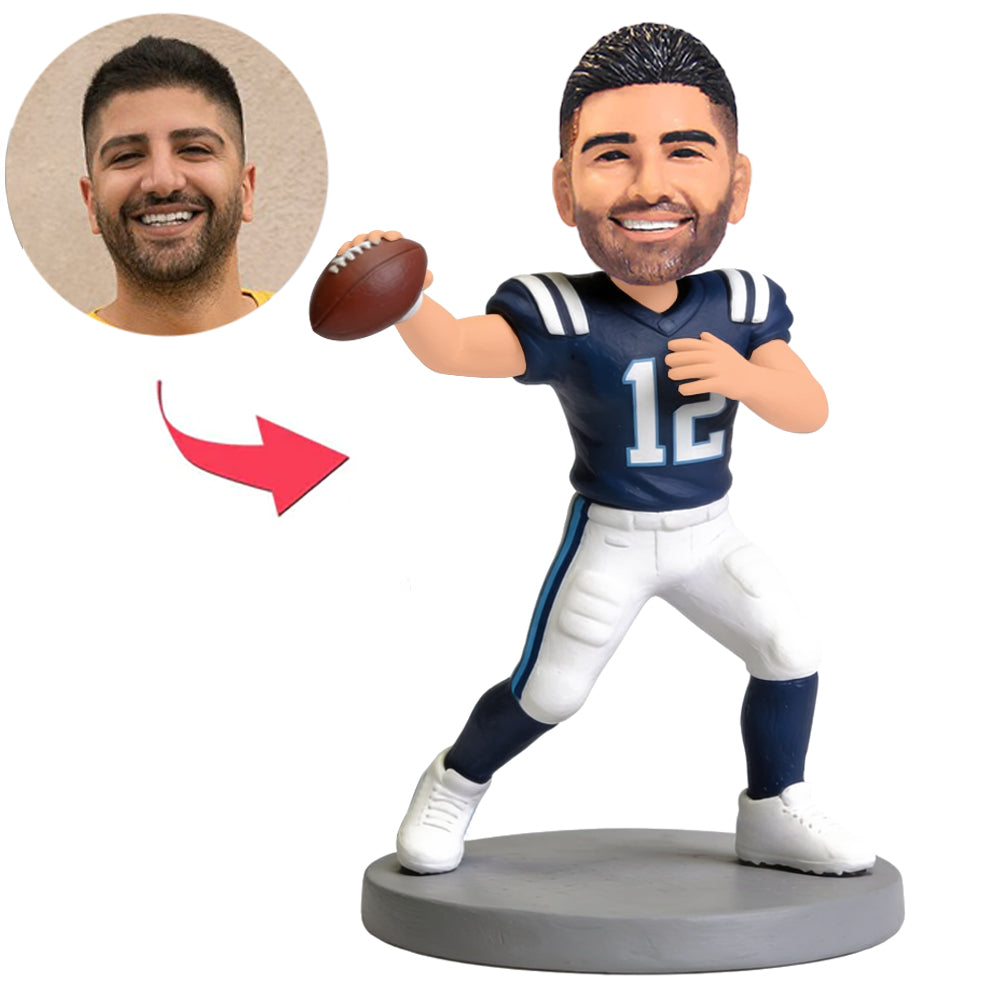 Spieler im blauen Rugby-Trikot Benutzerdefinierte Bobbleheads