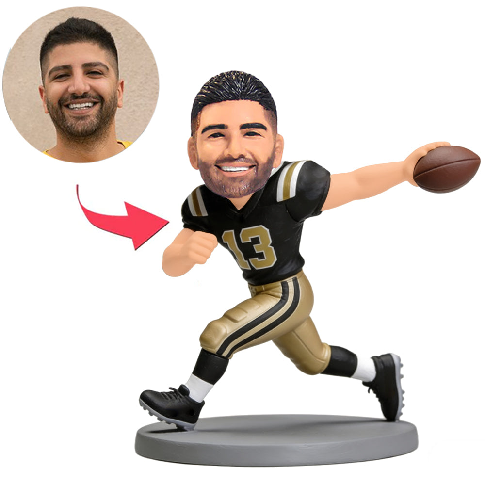 Rugby-Spieler wirft den Ball mit Stil Benutzerdefinierte Bobbleheads