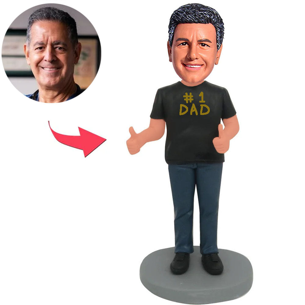 #1 Papa Daumen hoch Kundenspezifische Bobbleheads addieren Text