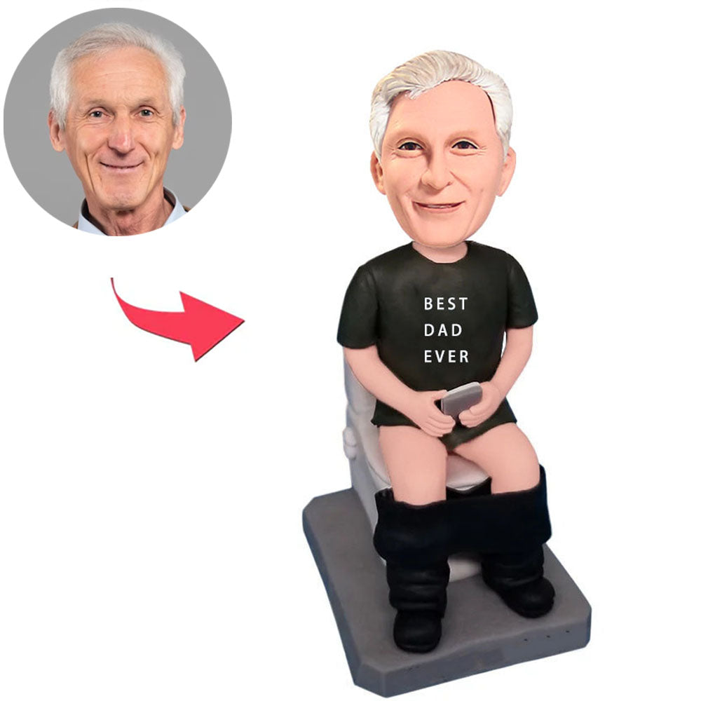 Papa sitzt auf der Toilette Kundenspezifische Bobbleheads addieren Text