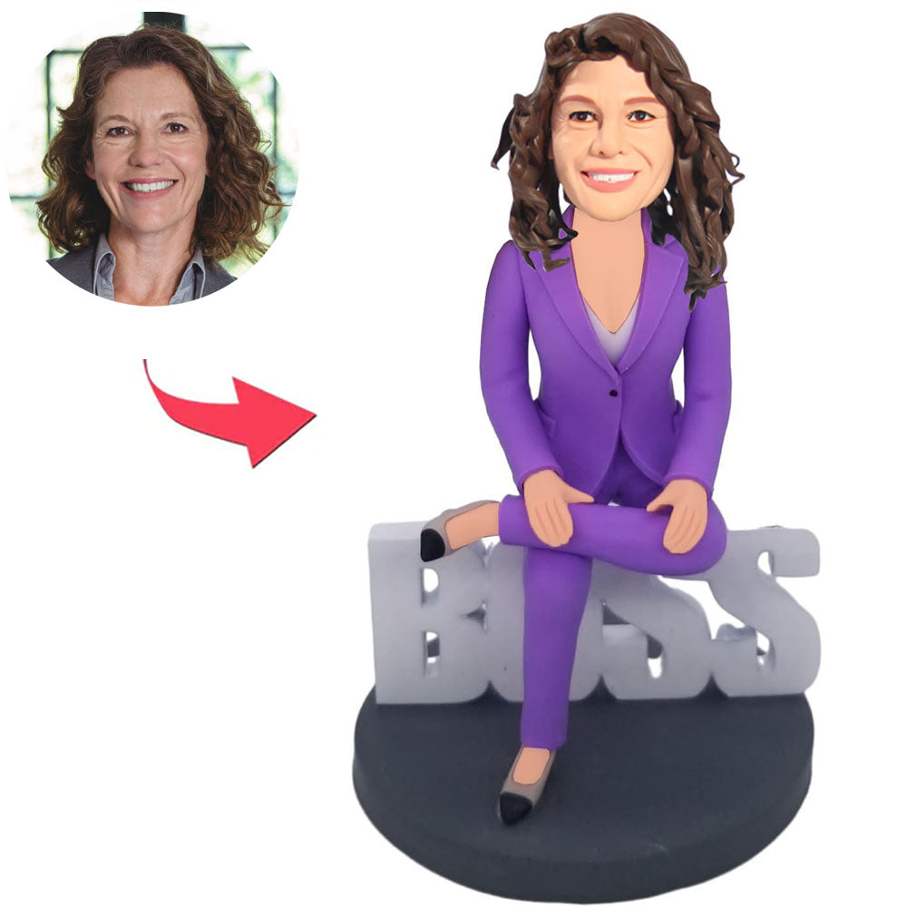 Kundenspezifischer Bobbleheads Lila Anzug für weibliche Chefin