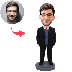 Geschäftsmann mit schwarzem Anzug Kundenspezifische Bobbleheads