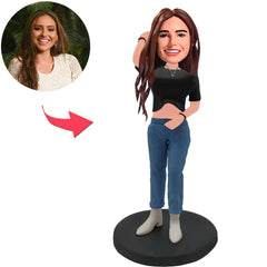 Mädchen im Crop Top Benutzerdefinierte Bobbleheads