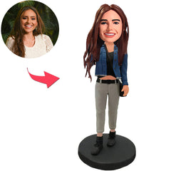 Mode Frau im Freien Benutzerdefinierte Bobbleheads mit eingraviertem Text