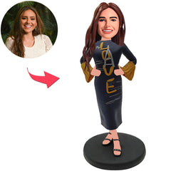 Love Dress Damen Kundenspezifische Bobbleheads mit eingraviertem Text