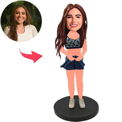Sexy schöne Frau hebt den Rock hoch Kundenspezifische Bobbleheads mit eingraviertem Text