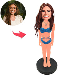 Bikini-blaue Bikini-Mädchen Benutzerdefinierte Bobbleheads mit eingraviertem Text