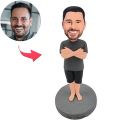 Mann mit den Händen auf der Schulter Benutzerdefinierte Wackelköpfe Bobbleheads mit eingraviertem Text
