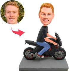 Mann auf Motorrad benutzerdefinierte Bobbleheads mit eingraviertem Text