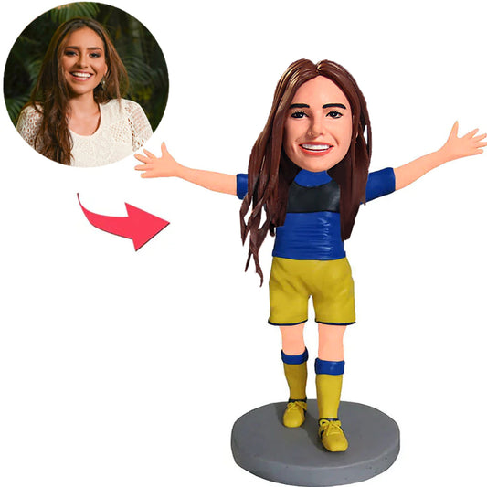 Weibliche Fußballspielerin Benutzerdefinierte Bobbleheads mit eingraviertem Text