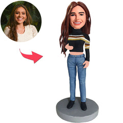 Frau im Pullover Kundenspezifische Bobbleheads mit graviertem Text