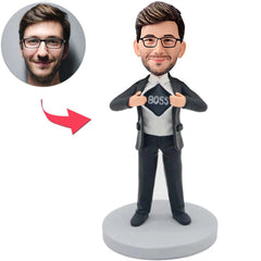Superboss-Mann-kundenspezifische Bobbleheads addieren Text