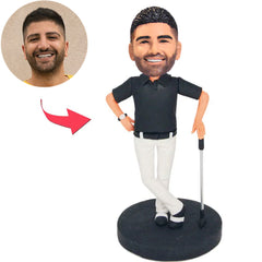 Golfer mit weißen Hosen der kundenspezifische Bobbleheads aufwirft addieren Text