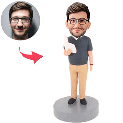 Männliche Lehrer-kundenspezifische Bobbleheads addieren Text