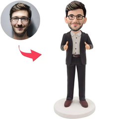 Hände mit Daumen nach oben Benutzerdefinierte Bobbleheads fügen Text hinzu