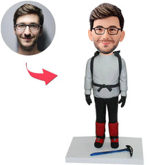 Mann im Wanderanzug Kundenspezifische Bobbleheads addieren Text