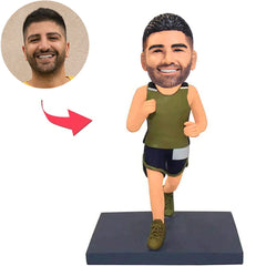 Kundenspezifische Bobbleheads des laufenden Mannes addieren Text