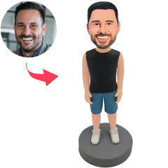 Kundenspezifischer Bobbleheads-moderner zufälliger Mann addieren Text