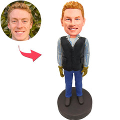 kundenspezifische Bobbleheads Worker in Uniform Text hinzufügen