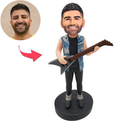 Kundenspezifische Bobbleheads-Gitarren-Musiker addieren Text