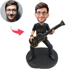 Kundenspezifischer Bobbleheads-Musik-Gitarren-Mann addieren Text