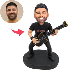 Kundenspezifischer Bobbleheads-cooler Musik-Gitarrist addieren Text