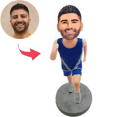 Kundenspezifischer Bobbleheads-cooler laufender Mann addieren Text