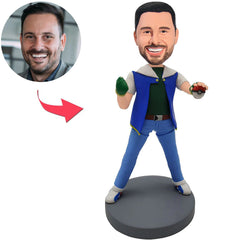 Kundenspezifischer Bobbleheads-glücklicher zufälliger Mann addieren Text