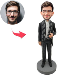 Kundenspezifischer Bobbleheads-Geschäftsmann-tragender Schal addieren Text
