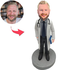 Kundenspezifischer Bobbleheads-Doktor mit Stethoskop addieren Text