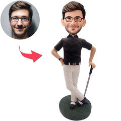 Kundenspezifische Bobbleheads-Golf-Haltung addieren Text