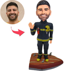 Hübsche Feuerwehrmann-kundenspezifische Bobbleheads addieren Text