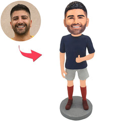 Kundenspezifischer Bobbleheads-Mann mit den Daumen hoch addieren Text