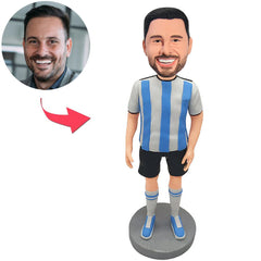 Kundenspezifischer Wackelkopf-lässiger Mann mit Sportkleidung Bobbleheads addieren Text