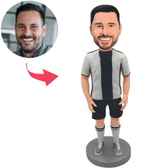 Kundenspezifischer Bobbleheads-zufälliger glücklicher Mann mit Sportkleidung addieren Text
