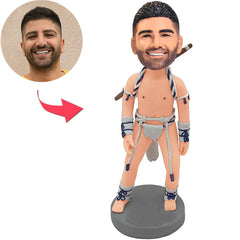 Kundenspezifischer Bobbleheads-primitiver Mann addieren Text