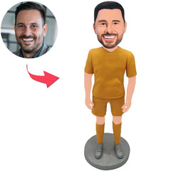 Kundenspezifischer Bobbleheads-gelber Anzug-moderner Mann addieren Text