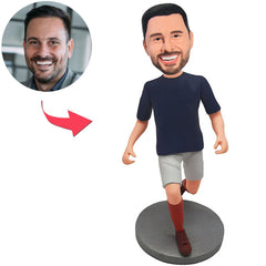 Heiß - kundenspezifischer Bobbleheads-Fußball-Haltungs-Mann addieren Text