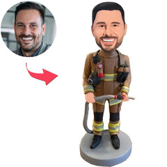 Feuerwehrleute mit wasserpistolen Kundenspezifische Bobbleheads mit eingraviertem Text