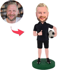 Der schwarze fußball Kundenspezifische Bobbleheads mit eingraviertem Text