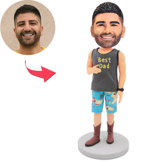 Custom Casual Best Dad Bobbleheads With Engraved Text